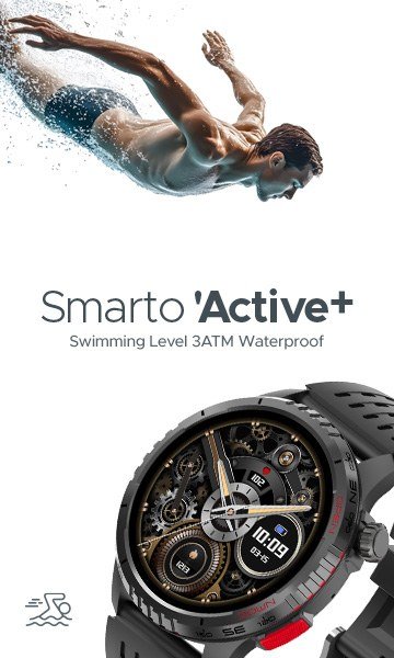 Smarto Active+ — 3ATM waterproof smartwatch